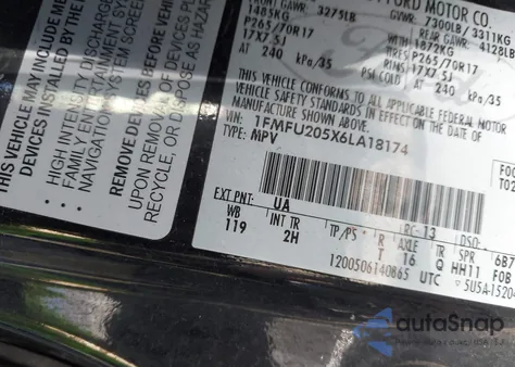 2006 Ford Expedition Limited из США, поврежденный, VIN 1FMFU205X6LA18174